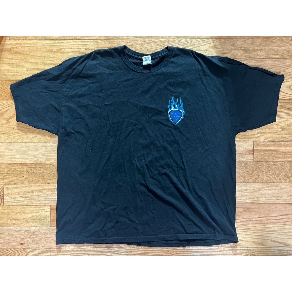 Gildan Mens Heavy Cotton Blue Flame Guitar Lightning Graphic T-Shirt 3XL
